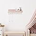 Lampaggio 29 Hooks Wall Mount Necklace Holder Organizer, Pink Decorative Wood Jewelry Shelf with Gold Metal Wave Bar and Guardrail for Necklace, Pendant, Chain, Bracelet