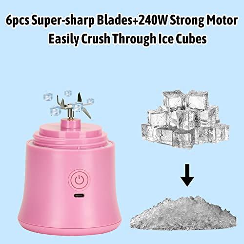 20 Oz Portable Blender For Shakes And Smoothies, Topesct Personal Size Blender Usb Rechargeable, Strong Cutting Power With 6 Ultra-Sharp Blades For Travel, Office & Sports (Pink) #TOP2