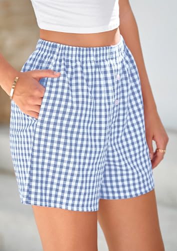 Image of PRETTYGARDEN Womens Summer Gingham Boxer Shorts