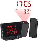 Projektions-Element um 90 Grad schwenkbar • DCF-Funkempfänger: präzise automatische Zeiteinstellung • Wettervorhersage dank Außen-Funksensor mit bis zu 60 m Reichweite (zum Aufstellen oder zur Wandmontage, 433-MHz-Funktechnologie) • Messbereich der Außentemperatur: -40 bis +70 °C • Zeitanzeige wahlweise im 12- oder 24-Stunden-Format • USB-Ladeport für Mobilgeräte: 5 Volt / 1 A