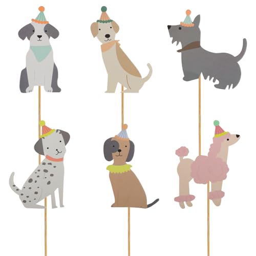 24 Stück Cupcake-Topper mit Hundemotiv, Babyparty-Dekorationen Kuchenaufsätze mit Hundegesicht Partyzubehör für Geburtstagspartys mit Haustier-Hundethema für Kinder