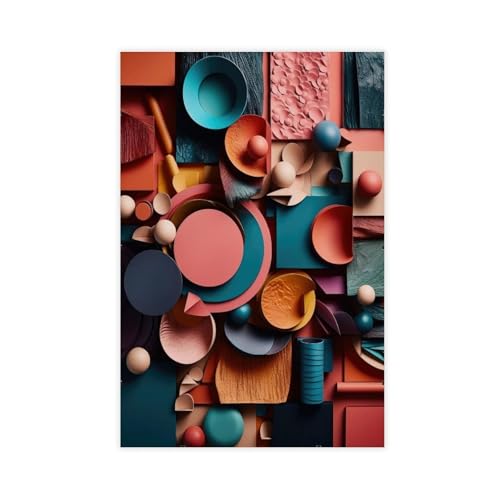 Art de différentes formes et couleurs sur toile poster paysage abstrait chambre