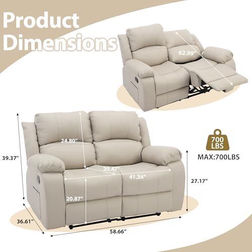 Sillón reclinable doble beige manual miniatura 2