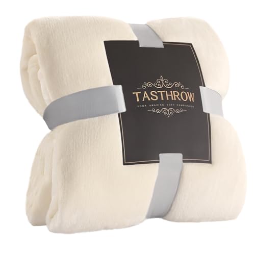 Tasthrow Manta Cama De Microfibre Franela, Suave Manta Manta Polar Franela Ligeras Mantas Para Cama De Reversible Blanco Crema, 130x180cm Tasthrow Manta Cama De Microfibre Franela, Suave Manta Manta Polar Franela Ligeras Mantas Para Cama De Reversible Blanco Crema, 130x180cm