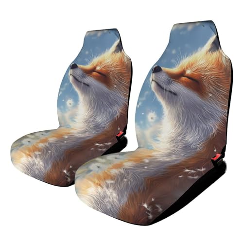 Dandelion Fox Car Seat Covers Universal Car Front Seats Protector Auto Interior Accessories 2PCS