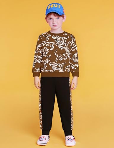Image of Toddler Boys Dinosaur Sweatshirt and Jogger Pants Outfit Set, Ages 2-10