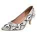 Produktbild MISSUIT Damen Schlangenmuster Pumps Kitten Heel Spitz Geschlossen Schlange Schuhe(Weiß,40)