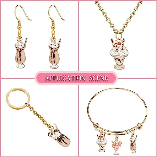 NALACAL 20pcs Enamel Ice Cream Charms Kawaii Summer Sweet Food Charms Cartoon Milkshake Chocolate Sundae Dessert Charms for Jewelry Making Bulk