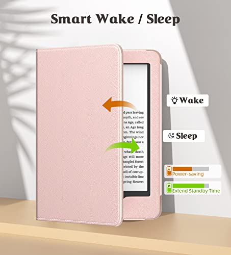 Image of MoKo Case Fits All-new 6 inch Kindle (11th Generation, 2024 /2022 Release) / Kindle (10th Gen,2019) /Kindle (8th Gen, 2016), Ultra Lightweight PU Shell Cover with Auto Wake /Sleep for Kindle 2024, Rose Gold