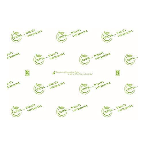 Bio Frischhaltepapier Metzger Einschlagpapier Frischpack Alternative 55g/m² fettdicht "Frisch verpackt" eco-friendly 12,5kg verschiedene Größen zur Auswahl - Inkl. VerpG in D (1/8 Bogen 25x37,5cm)