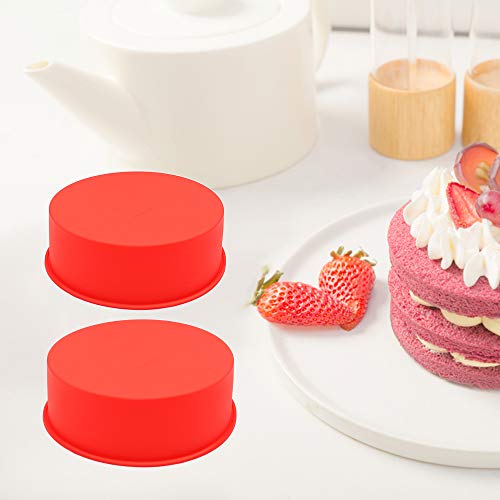 6 Inch Round Cake Pans 2 Pcs Silicone Cake Molds Non-stick Baking Mold Quick Release Baking Pan for Baking Cake, Cheese Cake and Chiffon Cake, Red - Thumbnail 7