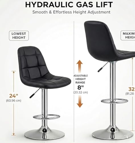 Image of Modern Egg Shape Bar Stool with 360 Swivel | Height Adjustable Bar Chair | Counter Stool & High Chairs | Comfortable for Home, Office, Restaurant Bar, Cafe & Cash Counter - (Black)