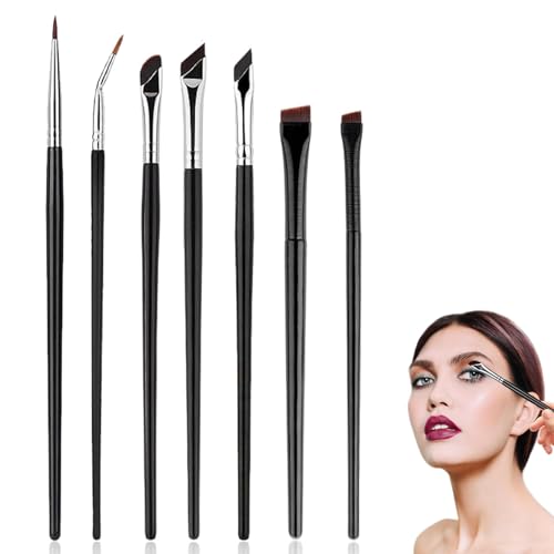 7 PCS Eye Makeup Brush Set, Eyeliner Brush, Eyebrow and Eyeshadow Blending Brush, Angled Eyeliner, Travel Friendly Makeup for Precise Application