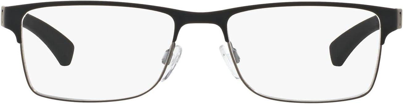 Emporio Armani EA1052 Prescription Eyewear Frames, Rubber Black and Gunmetal/Demo Lens, 53 mm