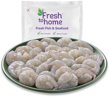 FreshToHome Prawns/Vennamei/Jinga/Chemmin (70+ count/kg) | Peeled & Deveined | 240g to 250g Pack | Fresh | Never Frozen