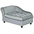 PawHut Pet Sofa Couch Dog Bed Storage Function Cat Removable Cushion Lounge Blue 76 x 45 x 41.5 cm