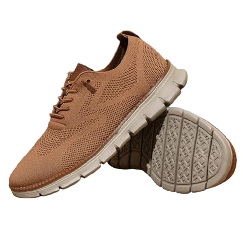 Urban Ultra Comfortable Men's Mesh Sneakers, Zapatillas Hombre Verano Breathable Business Casual Walking Shoes (Orange,42)