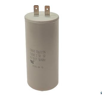 كابيتور 250VAC CBB60 70uF 70MFD 250V AC 70 uF MFD White 44x83mm 40/70/21 W / Fixing Stud UL Cap