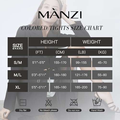 Image of MANZI Women's Solid Color Semi Opaque Footed Tights Soft Stretch Pantyhose