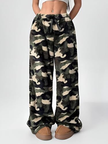 Image of Leopard Pants Women Therian Fuzzy Pajama Pants Y2k Cheetah Pants Grunge High Waisted Fluffy Pants