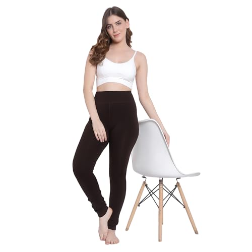Image of Brachy Women's Winter Thermal Leggings | Warm Fur Lined Stretchable High Waist Thermal Leggings Without Socks | Footless Skinny Fit Winter Bottom Wear for Daily & Casual Use- (BCA FURLEG0X1-P)