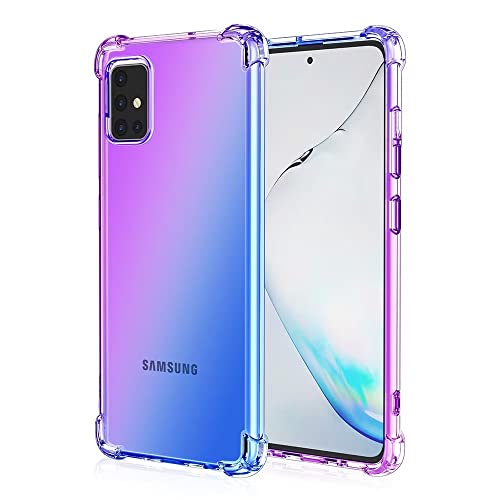 HONLEN Funda para Samsung Galaxy M31s Carcasa, (6.5' Inches) Gradiente Transparente TPU Silicona Case, Protección de Esquina Mejorada Cover Azul púrpura