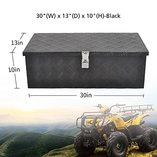 8Sc82 30 Inch Black Aluminum Tool Box 5 Bar Tread Chest Box Flatbox For Truck Car Outdoor Trailer Pickup Underbody Rv Atv Storage Bed Toolbox Organizer W/Lock Side Handle And Keys (30''X13''X10'') #TOP1