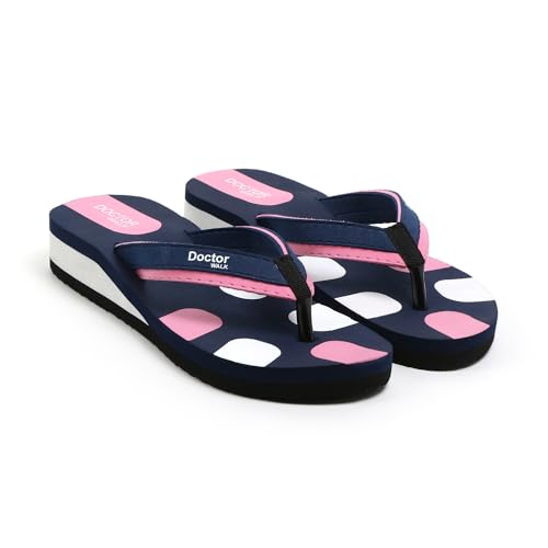 Image of Doctor Walk Comfort Flip Flops, Green and White, Anti-Skid Sole with Soft Straps Slipper for Women's