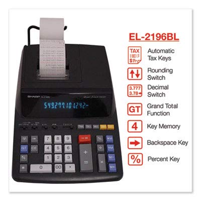 Sharp Calculators Sharp 12 Digit Calc, Impressão De 2 Cores, 8-7/8