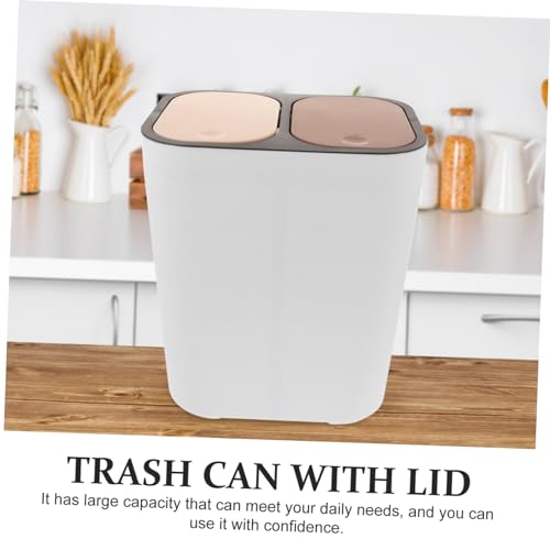 Caneca de basura rectangular con doble compartimento y tapa miniatura 4