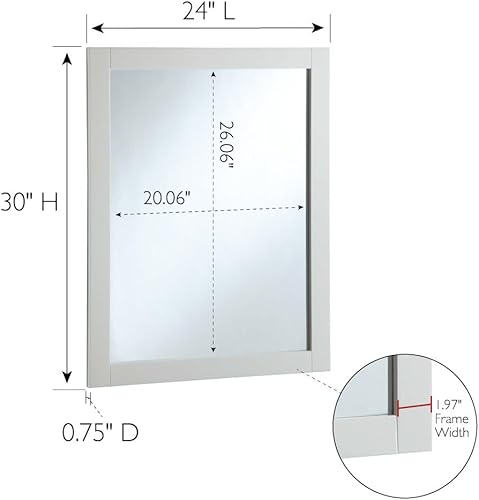 Miniatura 2 de Design House 547216-WHT Shorewood - Decoración de pared rectangular con marco de madera tradicional, para sala de estar, dormitorio, espejo de