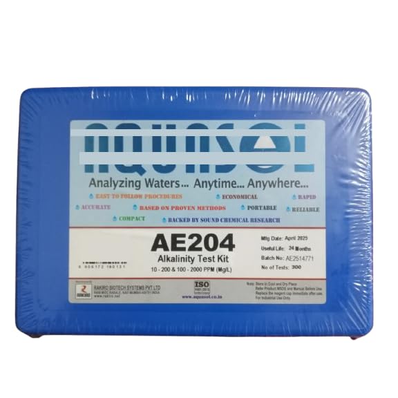 AE204 Alkalinity Test Kit, 300 Tests, 10-200 & 100-2000 PPM Range, Portable Water Analysis Kit