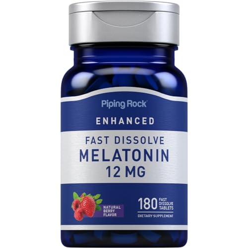 Piping Rock Melatonin 12 mg | 180 Fast Dissolve Tablets | Berry Flavor