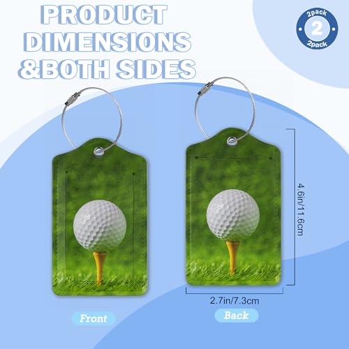 Luggage Tags for Suitcase,2 Pack Golf Ball Luggage Tag with Privacy Flap,Name ID Label and Metal Loop for Women Men Teens Travel3