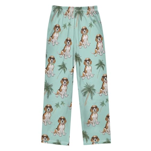 ZZXXB Beagle Palm Trees Boys Long Pants Soft Trousers Elastic Waist Kids Lounge Bottoms with Pockets S-XL2