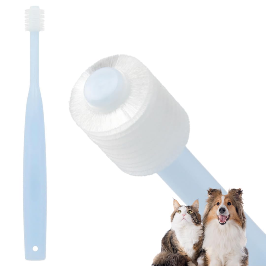 360° Dog & Cat Toothbrush | Made in Japan | Ultra-Fine 0.06 mm Bristles for Gumline Care | Soft Rounded Bristles | Photocatalytic Coating