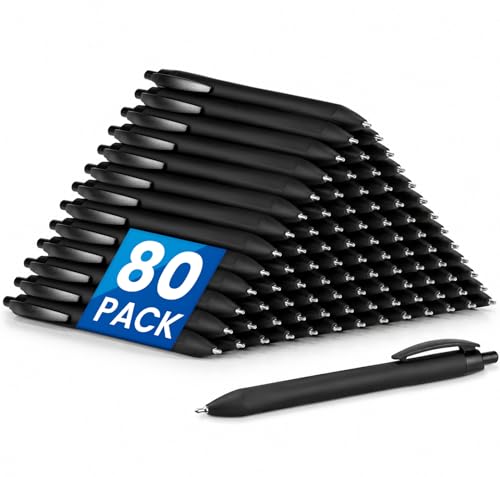 Stylos à bille rétractables noirs recharge de fournitures de bureau 80 pièces
