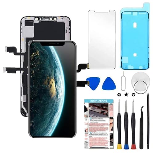 TSIOFO Schermo Display LCD per iPhone XS MAX, 3D Touch Sostituzione Vetro Digitalizzatore Parti 6,5 Pollici di Ricambio con Kit di Riparazione, Compatibile con Modello A1921,A2101,A2102,A2103,A2104