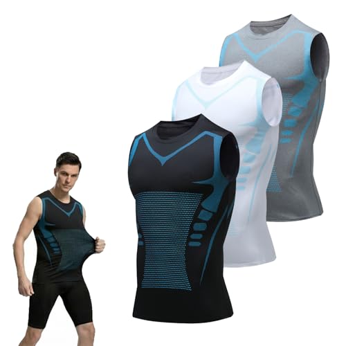 Compression Shirt Men Men Shaping Sleeveless Vest Sport Running Wicking Dry Fit Breathable Sleeveless Gym Shirt (US Alpha Medium Regular Regular 3 Color)