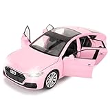 WAKAKAC Toy Car Compatible for 1:24 Audi A7 Model Car, Pull Back Diecast Collectible Car with Sounds＆Lights for Kids Boys Girls and Adults, Gift (Pink)