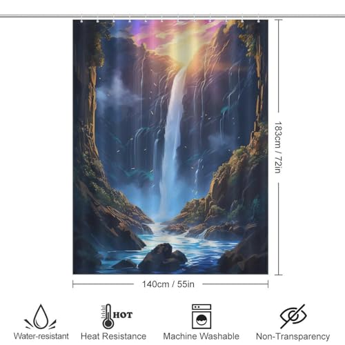 Rideau de douche paysage en polyester noble lavable pour baignoire - 4