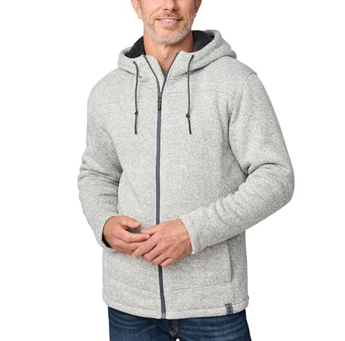 Free Country Mens Hoodie Sherpa Lined Fleece Winter Insulated Hooded Jacket-Mountain-Pumice-Size L