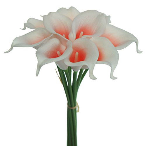Lily Garden Artificial Picasso Calla Lily Flower Bouquets (Coral and White)