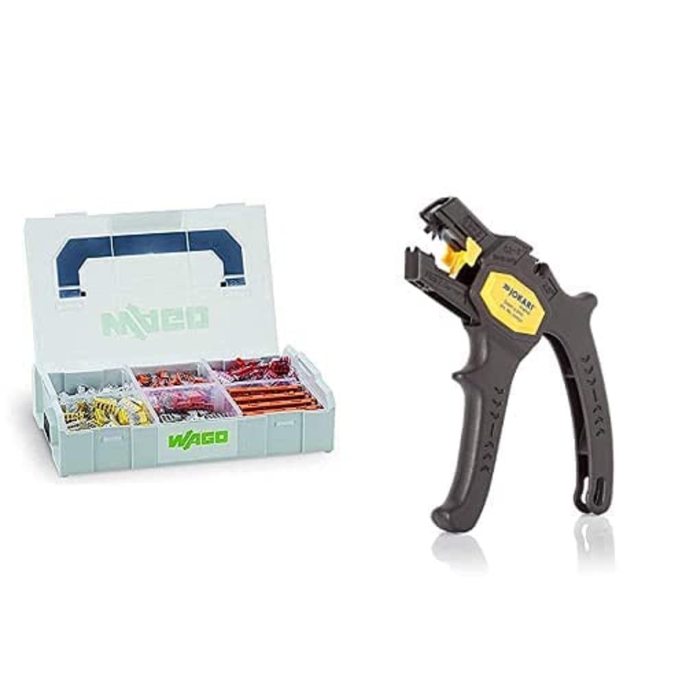 WAGO Original-Set, L-Boxx Mini, Verbindungsdosenklemmen, 887-953 (404 Teile) & JOKARI 20050 Abisolierzange Super 4 plus, Schwarz, 1 Stück