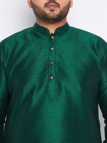 Image of Vastramay Plus Men's White Silk Blend Kurta Pyjama Set VPLUSMKWH001nPBL 44 | Independence Day