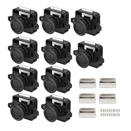 Serrure de meuble à bouton-poussoir en métal noir anti-ouverture pour placard et cabinet