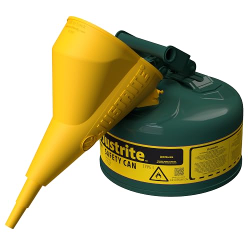 Justrite Type I Oils Safety Can, Green Galvanized Steel, Made in the USA