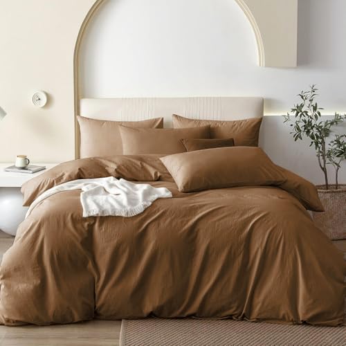 Covebett Bettwäsche Baumwolle 135x200 Braun Kaffeebraun Uni Einfarbig...