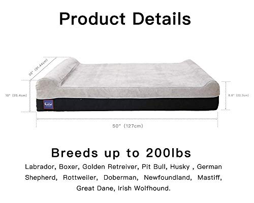 Image of Laifug Memory Foam Dog Bed + Bed Cover (50x36x10)
