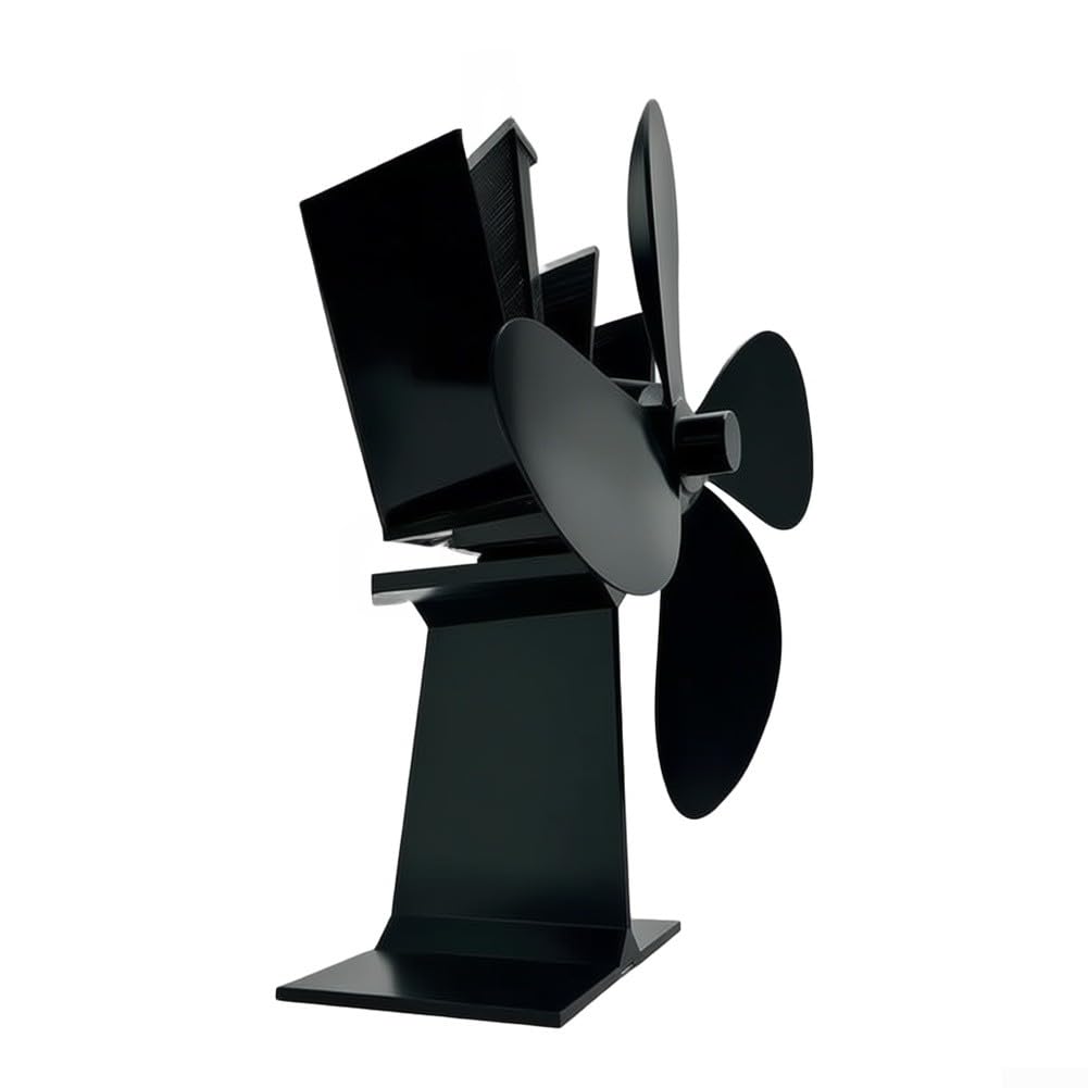 Ventilador Estufa para leña 4 Aspas Silencioso Sin Electricidad Distribución Calor para chimenea para acero Inoxidable 21x18cm